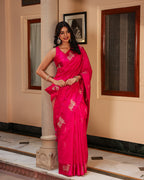 Dark Pink Pichwai Cotton Saree