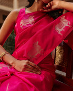 Dark Pink Pichwai Cotton Saree
