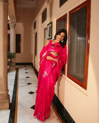 Dark Pink Pichwai Cotton Saree