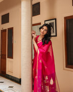 Magenta Pink Silk Linen Saree