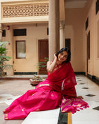 Magenta Pink Silk Linen Saree