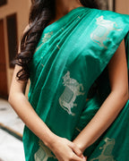 Teal Green Pichwai Cotton Saree