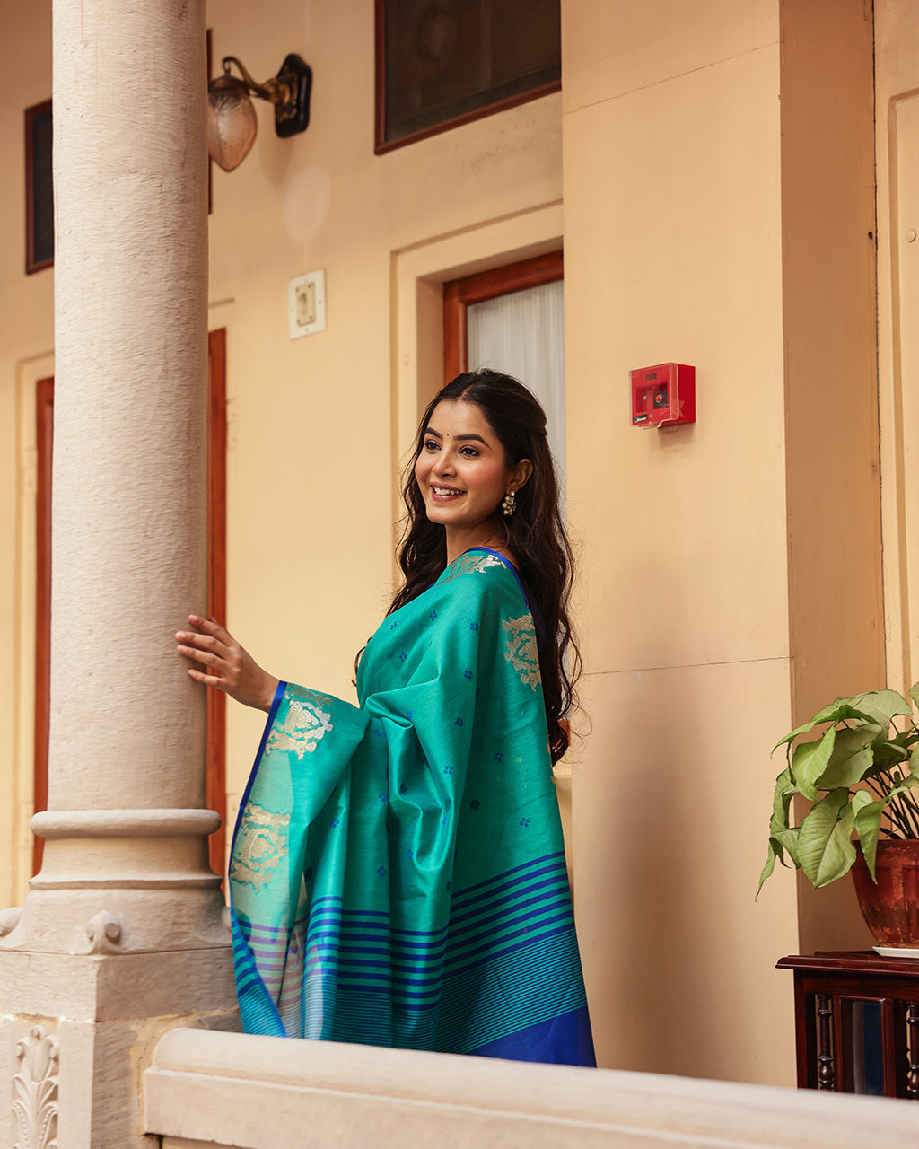 Sea Green Cotton Saree