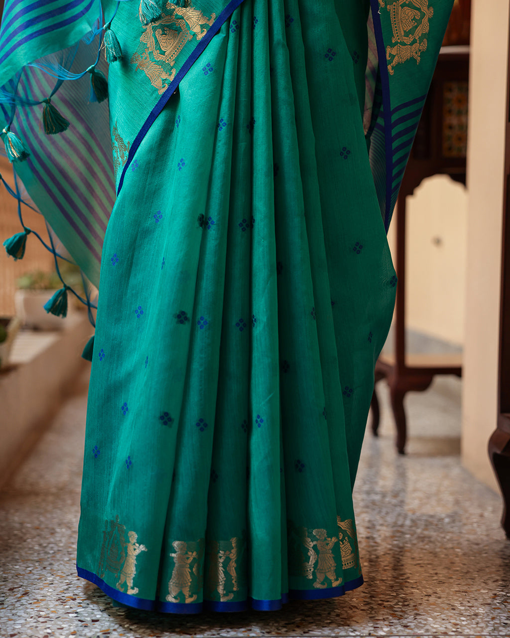 Sea Green Cotton Saree