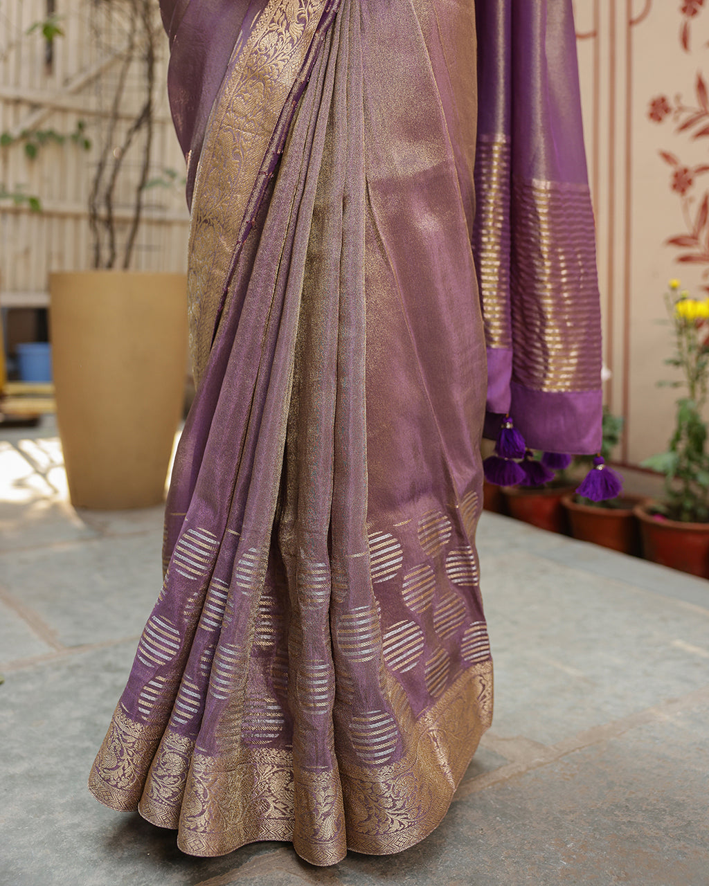 Purple Designer Embellished Blouse Saree