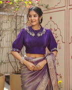 Purple Designer Embellished Blouse Saree