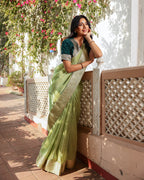 Tea Green Rajasthani Handwork Saree