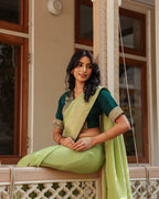 Tea Green Rajasthani Handwork Saree
