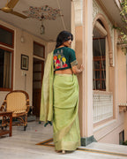 Tea Green Rajasthani Handwork Saree