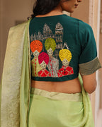 Tea Green Rajasthani Handwork Saree