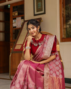 Maroon Designer Embellished Blouse Saree
