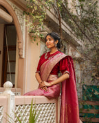 Maroon Designer Embellished Blouse Saree