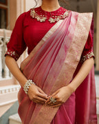 Maroon Designer Embellished Blouse Saree