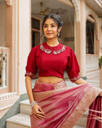 Maroon Designer Embellished Blouse Saree