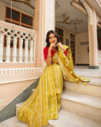 Lime Green Crepe Handwork Blouse Saree