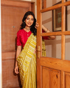 Lime Green Crepe Handwork Blouse Saree