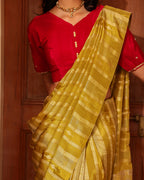 Lime Green Crepe Handwork Blouse Saree