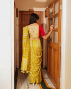 Lime Green Crepe Handwork Blouse Saree