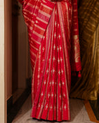 Magenta Silk Tissue Yellow Blouse Saree