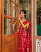 Magenta Silk Tissue Yellow Blouse Saree