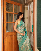Paris Green Zari Weave Silk Saree