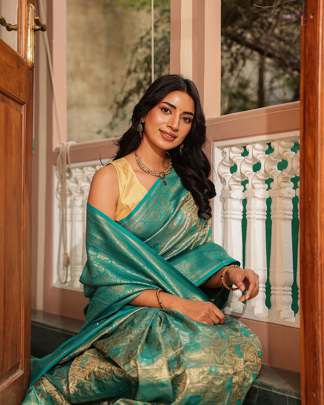 Paris Green Zari Weave Silk Saree
