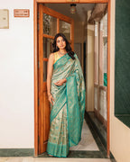 Paris Green Zari Weave Silk Saree