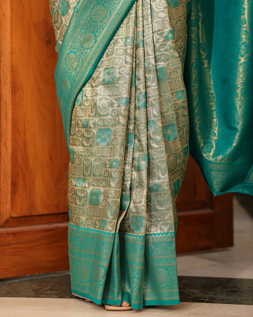 Paris Green Zari Weave Silk Saree