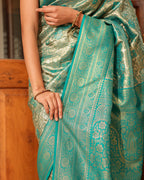 Paris Green Zari Weave Silk Saree