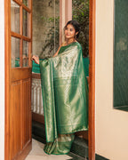Forest Green Peacock Silk Saree