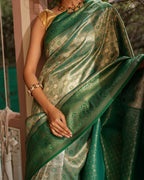 Forest Green Peacock Silk Saree