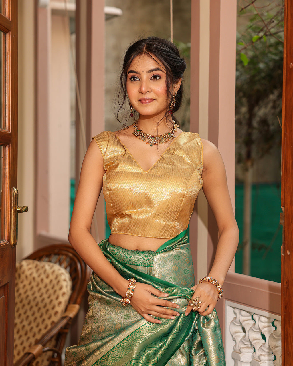 Forest Green Peacock Silk Saree