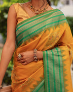 Yellow Green Patola Silk Saree