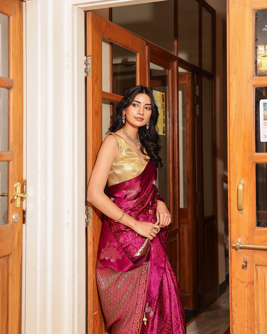 Deep Purple Dola Silk Bandhani Saree