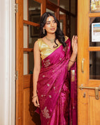 Deep Purple Dola Silk Bandhani Saree