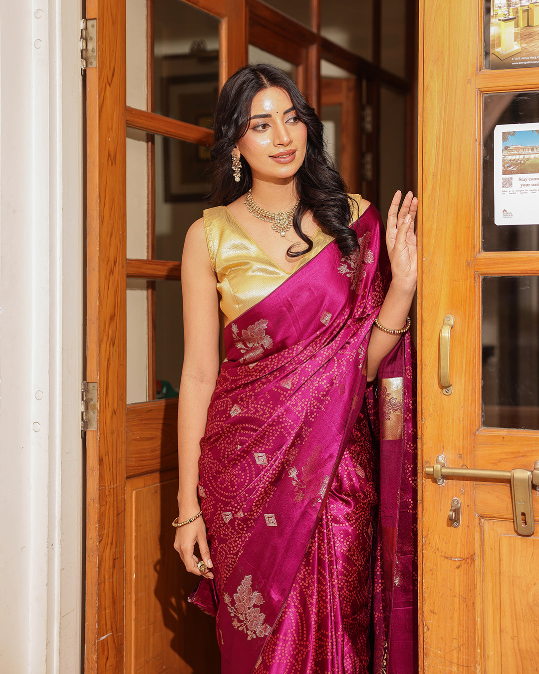 Deep Purple Dola Silk Bandhani Saree