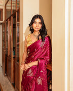Deep Purple Dola Silk Bandhani Saree