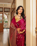 Deep Purple Dola Silk Bandhani Saree
