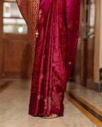 Deep Purple Dola Silk Bandhani Saree