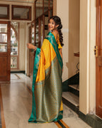 Sunshine Yellow Emerald Border Silk Saree