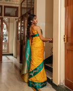 Sunshine Yellow Emerald Border Silk Saree