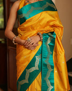 Sunshine Yellow Emerald Border Silk Saree