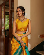 Sunshine Yellow Emerald Border Silk Saree
