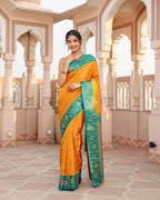 Yellow Minakari Silk Saree