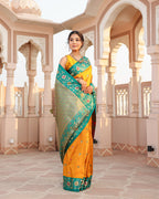 Yellow Minakari Silk Saree