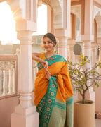 Yellow Minakari Silk Saree