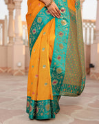 Yellow Minakari Silk Saree