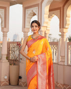 Marigold Paisley Border Silk Saree