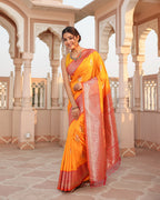 Marigold Paisley Border Silk Saree