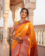 Marigold Paisley Border Silk Saree